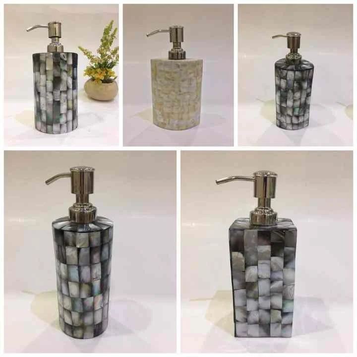 Elegant Decor Handmade Mother Pearl Soap Dispenser Bathroom Accessories for Liquid Soap Hand Washer Hand Cleaner
