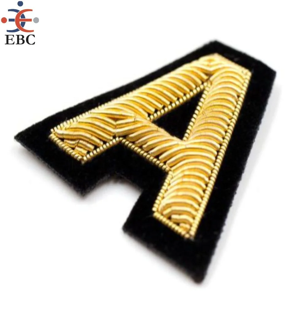 Customised hand embroidery bullion wire brooch badges crests emblem patches fashion badges for jackets scarf purse