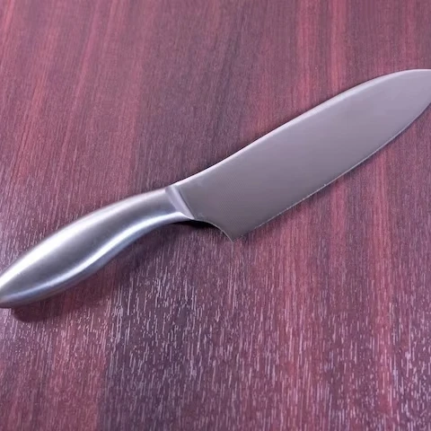 Japanese Style Santoku Chef Knife Full Metal Stainless Steel Handle and Carbon Steel Blade for Meat for Cooking Kitchen Use
