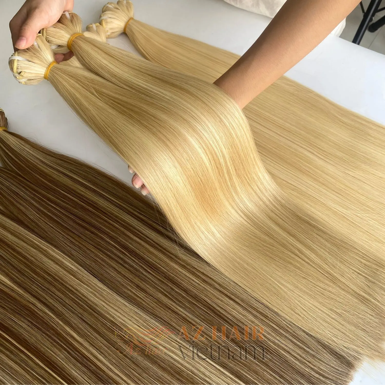Best Selling Straight Hair Weft Virgin Bundles Blonde Color Hair Extensions Manufacturer Vietnamese Raw Hair