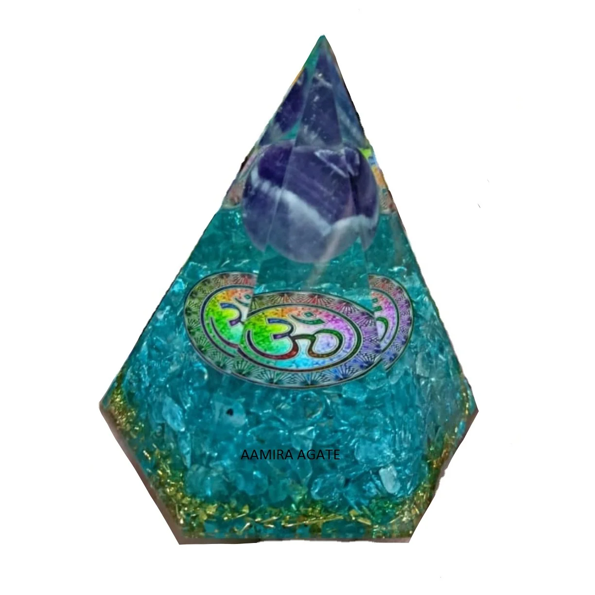 Orgonite Pyramid Supplier Energy Orgone pyramid Black Tourmaline Orgonite Pyramid Geometry OEM Logo Box Cheap  Shipping