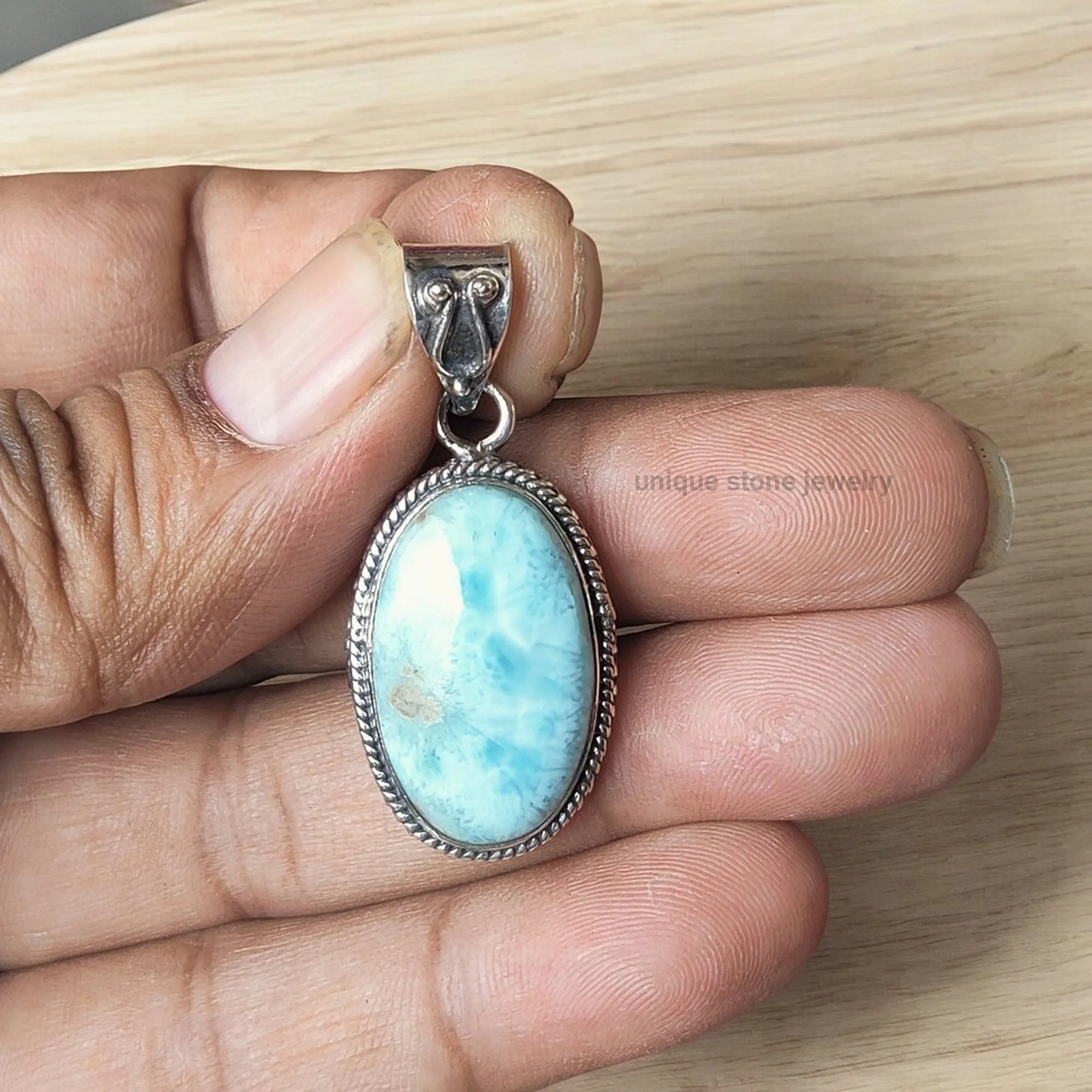 Красивое ожерелье Larimar ручной работы из натуральных драгоценных камней 925 стерлингового серебра ювелирные изделия для нее