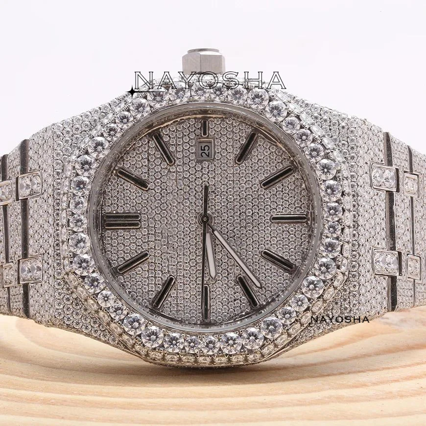 Новейшие часы Vvs Moissanite Алмазный тестер механическая сертифицированная Gia 925 Серебряное золото покрытые льдом роскошные ювелирные изделия