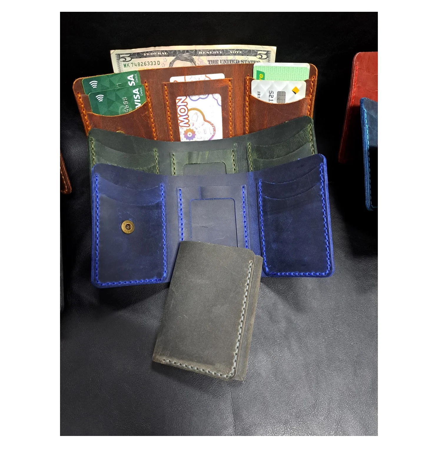 Classic Three-Flap High Quality Genuine Leather Wallet Colorful Soft Design