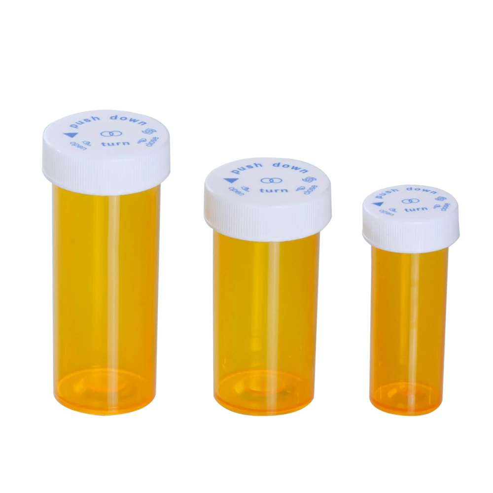 Лидер продаж пластмассовая бутылка для таблеток 13 Dram с защитой от детей 320 шт. медицинских флаконов нажимом и поворотным