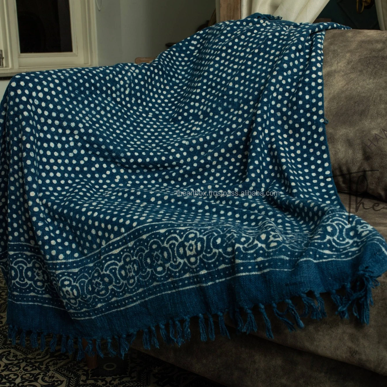 Turkish Style Bedspread Sofa Cover Bed Cover Custom Size Wholesale Blanket Woven Pattern Blankets Soft Tassels Bulk Supply