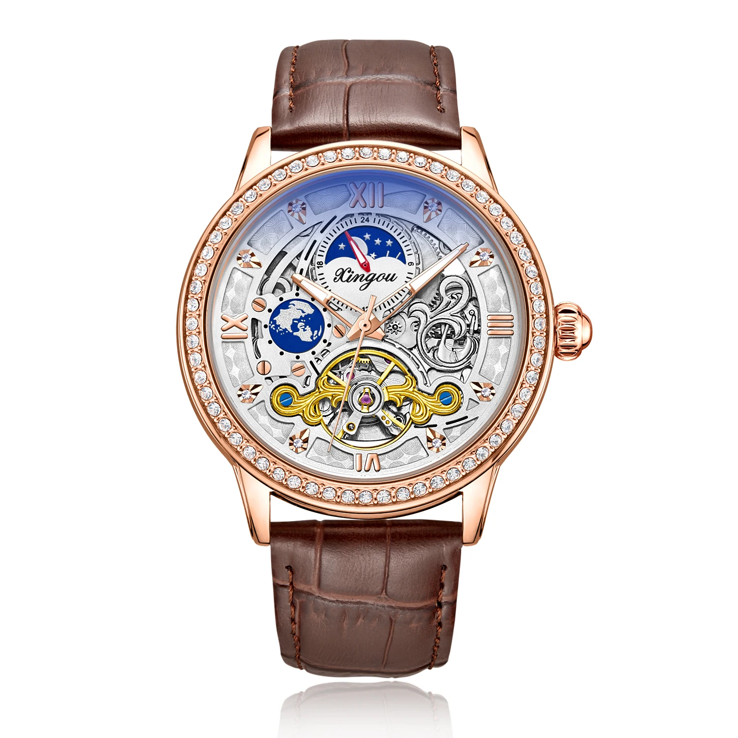 Tourbillon Automatic Mechanical Mens Watch Costom Watches Manufacturer Mechanical Make Custom Watch Luxury Leather