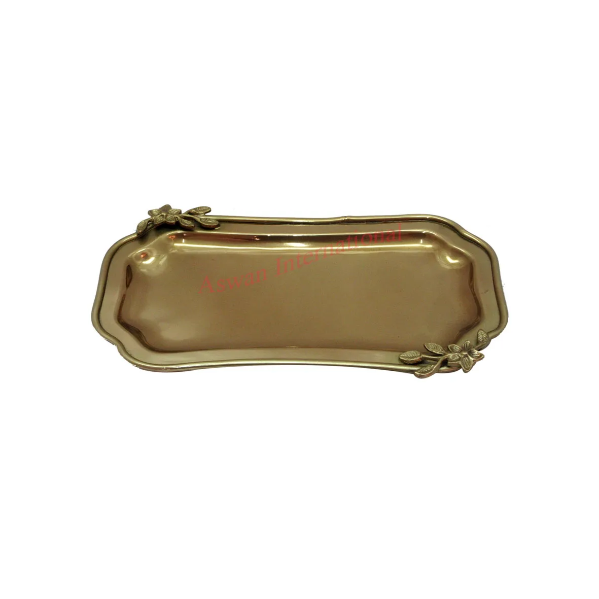 Direct Factory Selling Made In India Brass Antique Etched Serving Tray with Legs Customizable Restaurant and Hotel Supplies