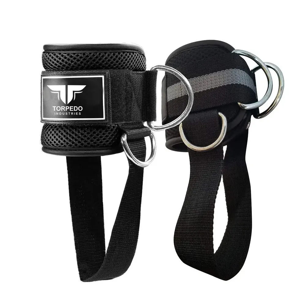 Custom Adjustable Cable Machines Gym Ankle Strap Fitness Cuff Support Weight Lifting D Ring Men & Women Workout Ankle Straps