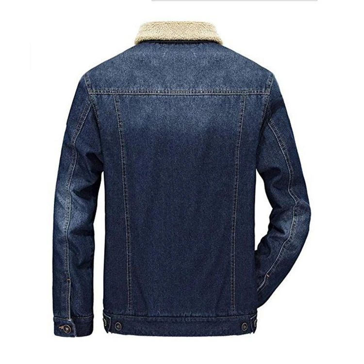 Mens Cotton Warm Fur Collar Button Down Classy Casual Quilted Jeans Coats Outwear Sherpa Lined Denim Jacket