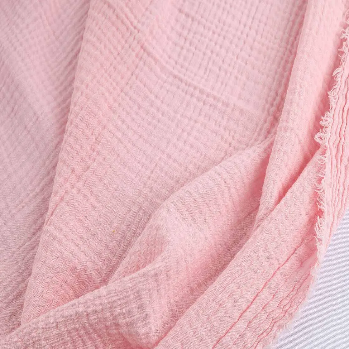 100% Cotton Green Color Double Gauze Fabric Soft& Breathable Muslin Ultra Lightweight Blanket Children Babies Sustainable