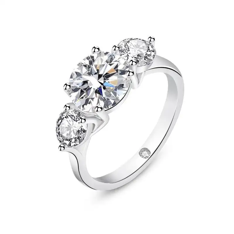 Обручальное кольцо с бриллиантом MOYU из трех камней, серебряные ювелирные изделия, кольца с муассанитом из драгоценного камня круглой огранки для женщин