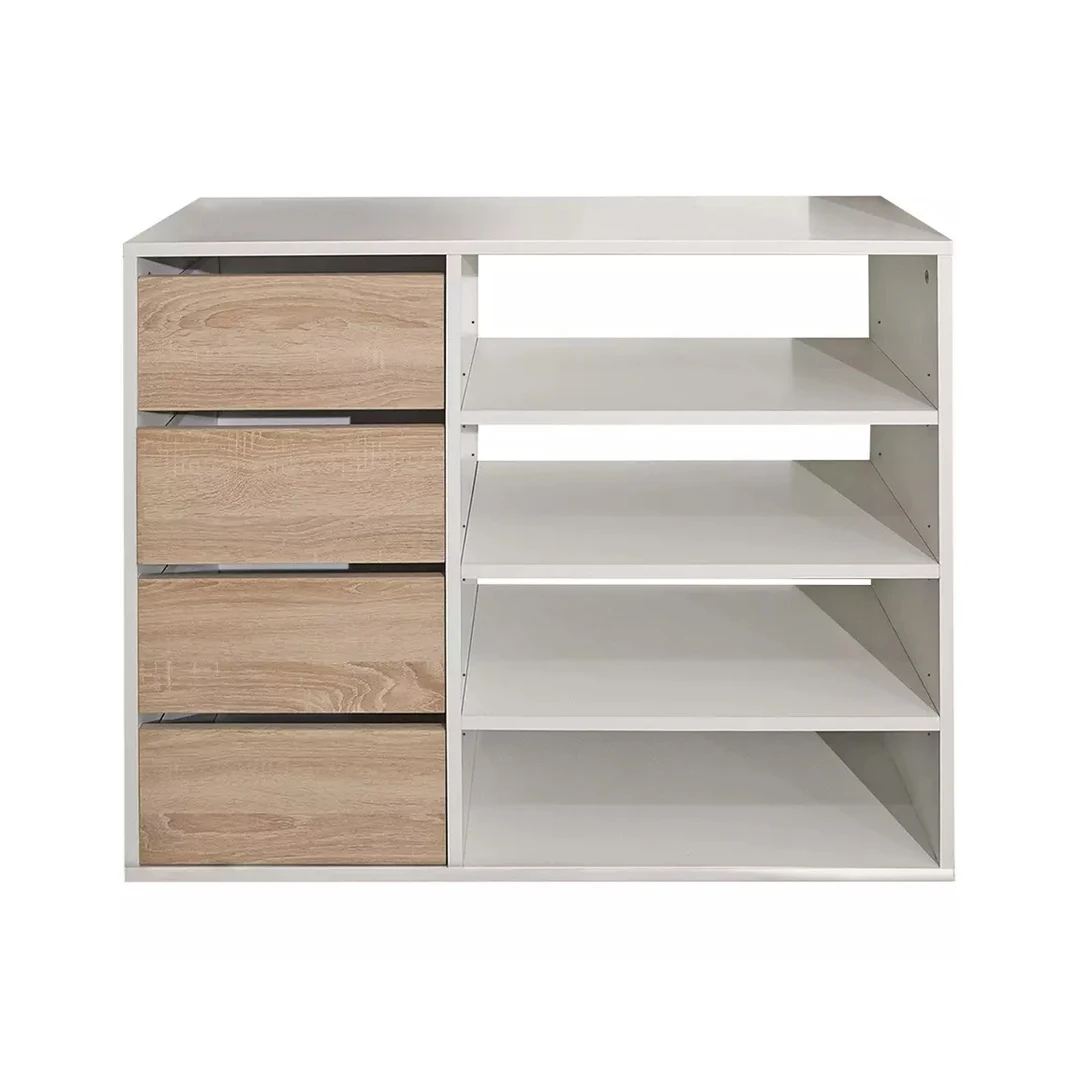 Shoe Rack Modern Metro Design With 2 Folding Drawer Natural Finish Solid Teak Wood