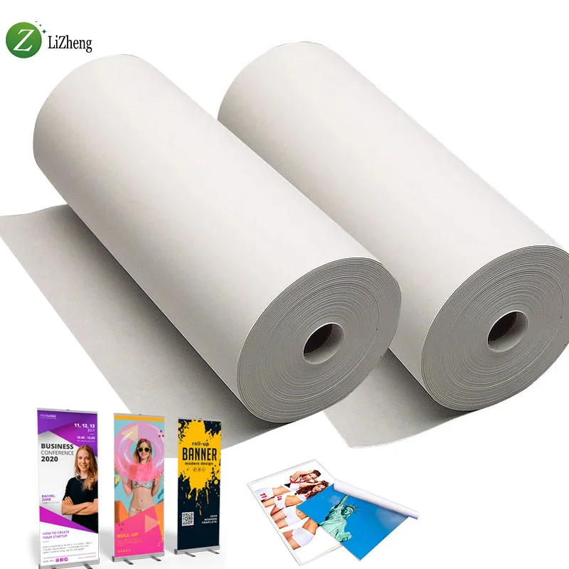 Lizheng white double sided label adhesive pp synthetic paper roll 75mic removable label inkjet pp synthetic paper label roll