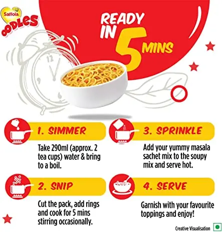 Мгновенная лапша Saffola Oodles в форме кольца, вкус Yummy Masala No Maida, цельный овес, доступен в различных размерах упаковки