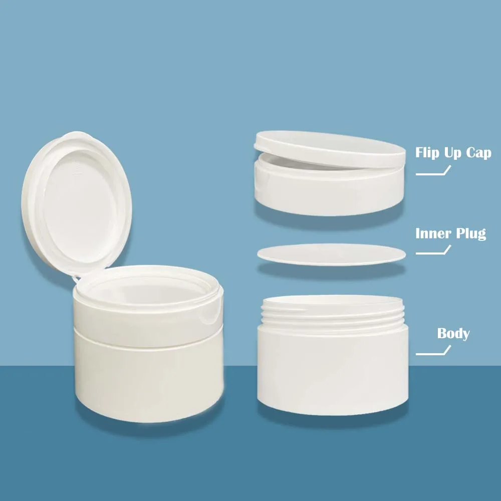 Переработанная полипропиленовая банка кремовая упаковка с откидной крышкой