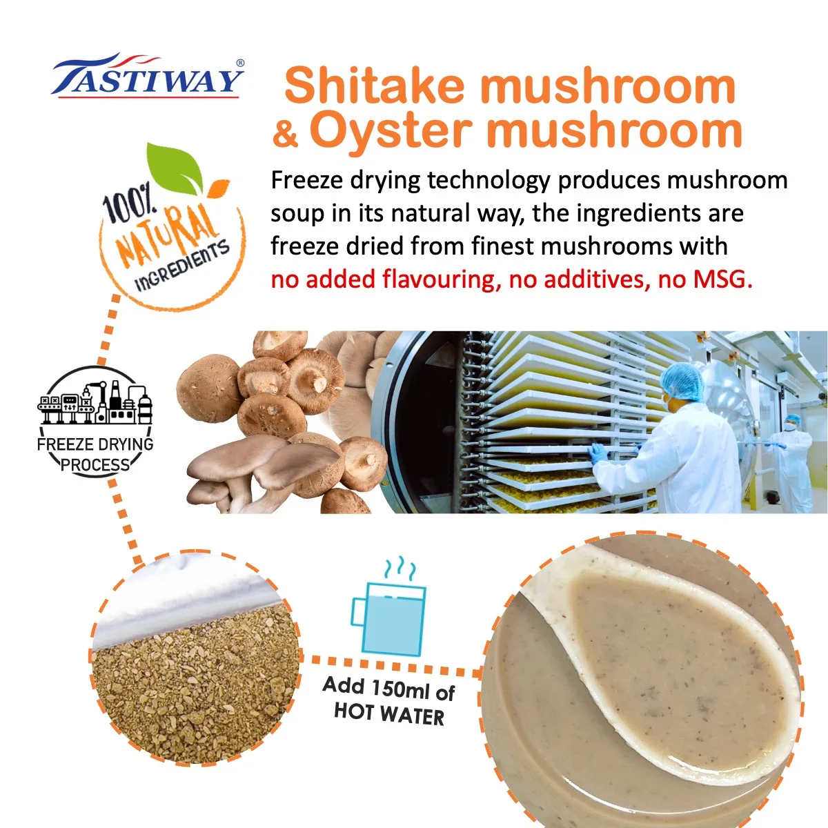 Cheapest Price Hot Sales Malaysia Nutritional Flavorful Instant Mushroom Soup Made With Freeze Dried Delicious Fresh Mushroom