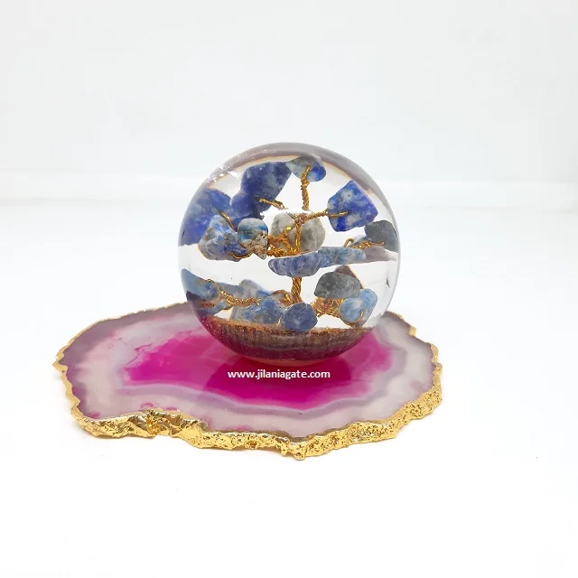 Wholesale Best Price  60mm Lapis Lazuli Orgonite Tree Spheres Ball Crystals Quartz Love Decor Healing Metaphysical