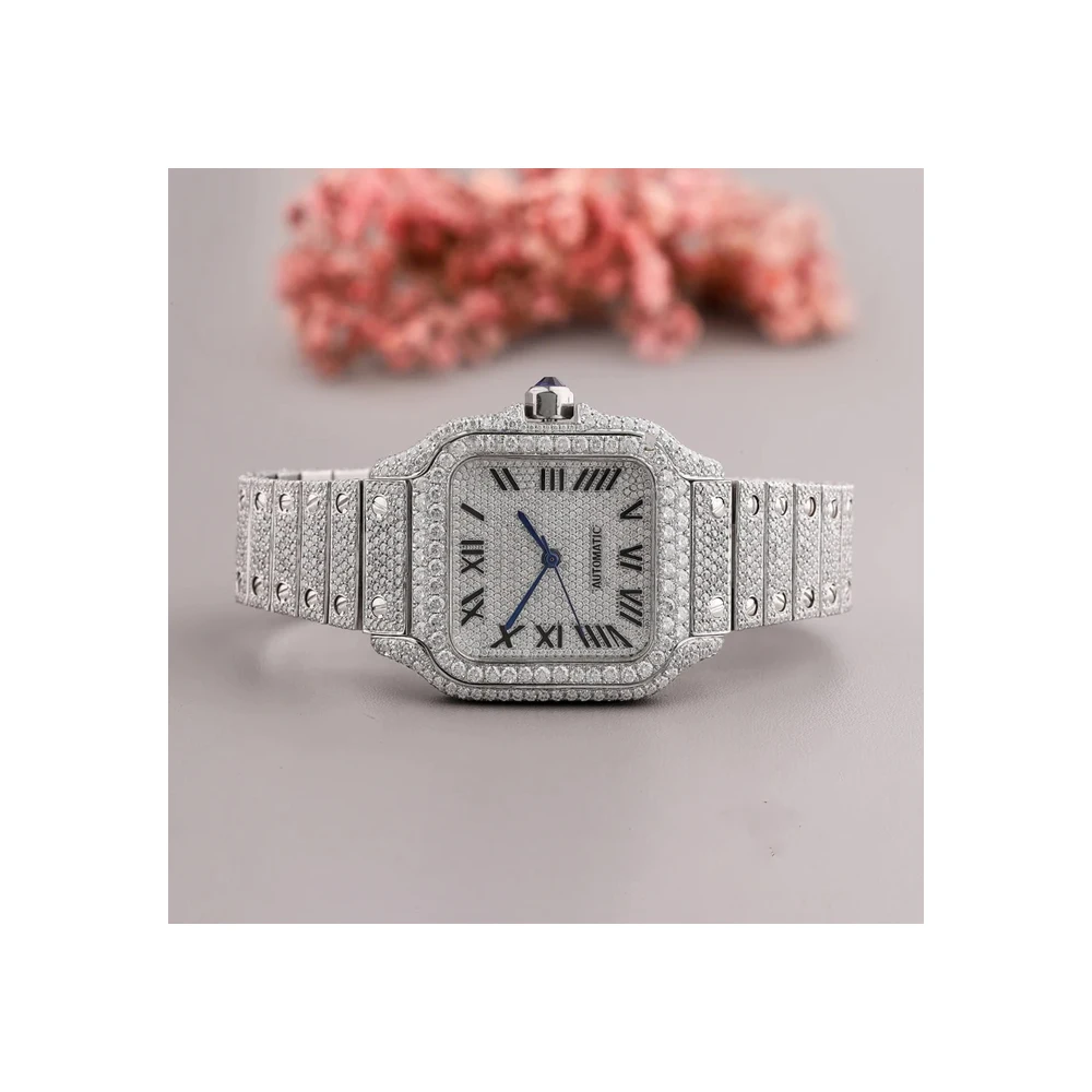 2024 Best Selling Luxury Woman Diamond Handcrafted On Stainless Steel belt Moissanite Watch For Her Buy Now At Price