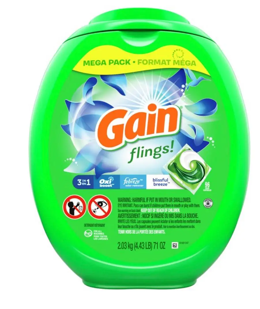 Gain Flings Blissful Breeze, 96 Count Laundry Detergent Pacs