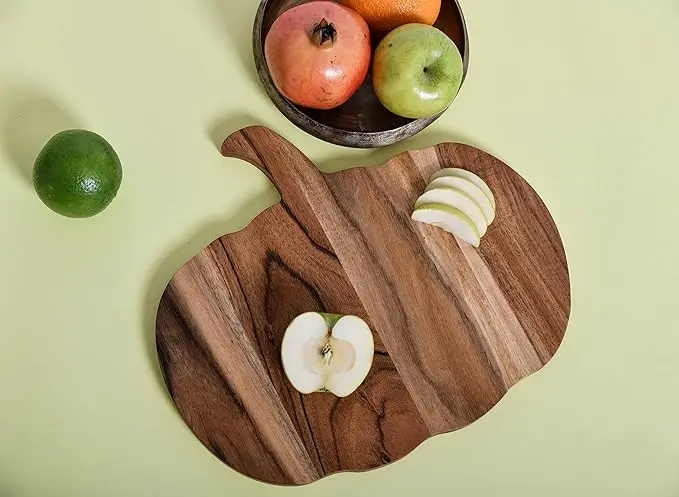 Organic Acacia Kitchen Butcher Block Board Set for Wood Chopping Meat Cheese Vegetables Fruit Salad (Pumpkin Board)