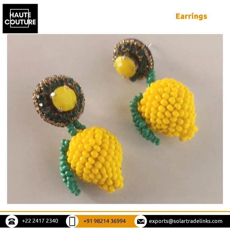 New Luxury Design Girls Jewelry Handmade Lime Shape Stud Earrings Boho Party Wedding Seed Bead Drop Earrings for Women
