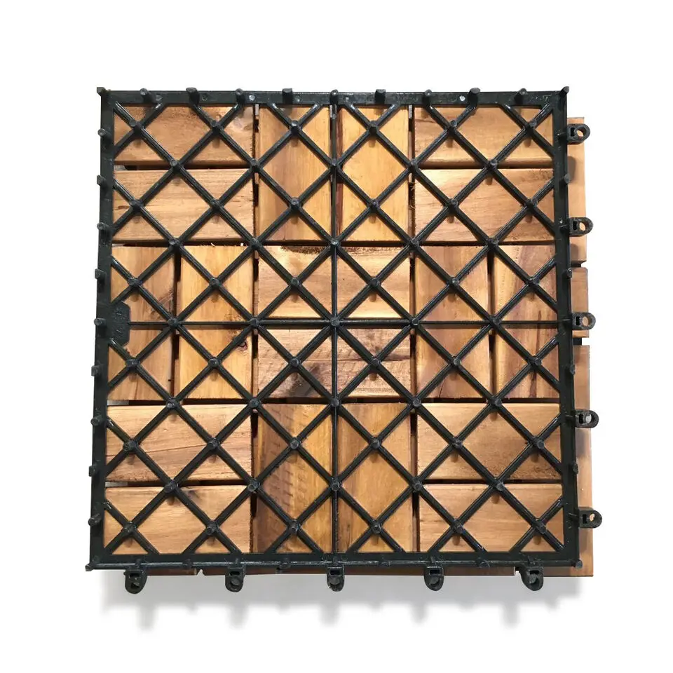 Hot Sales Acacia WPC Decking Tiles Wood Flooring High Quality for Indoor Outdoor Flooring 18 Slats