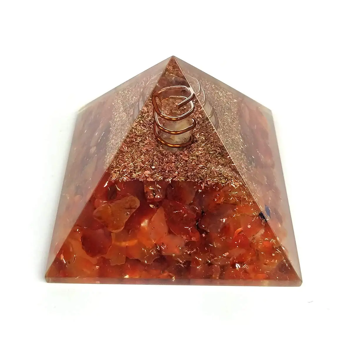 Latest Selling Red Carnelian Orgone Pyramid With Clear Quartz Pencil Point for emf wholesaler and manufacture of orgone product