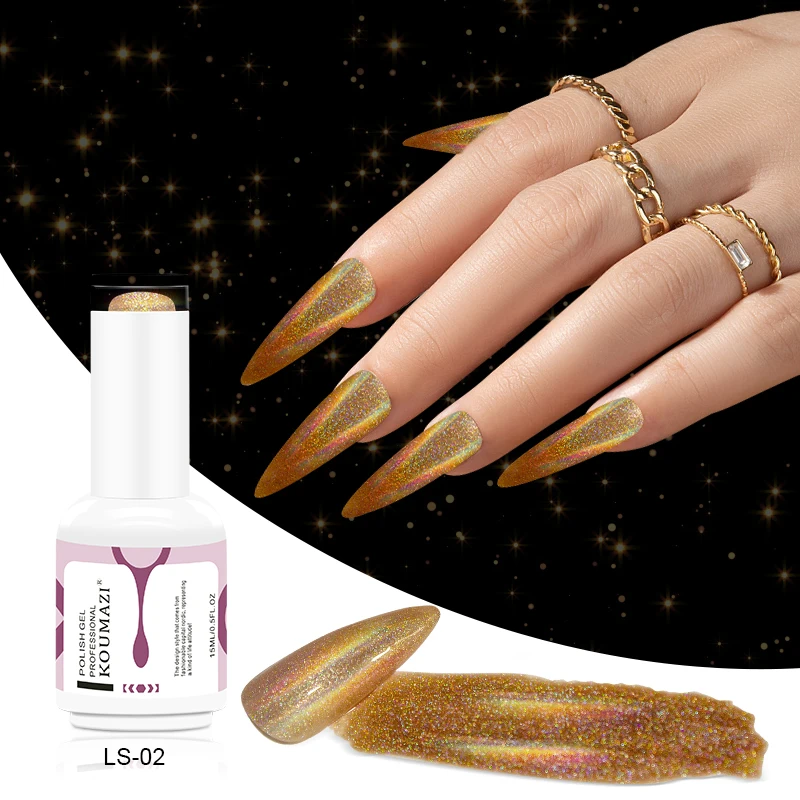 15ML Laser Tiny Diamond Reflective Glitter UV Gel Nail Polish Glitter Effect Auroras Shiny UV&LED Gel Semi Permanent Gel
