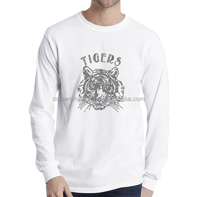 New Arrivals Tiger Hot Fix Iron On Rhinestone Transfer Thermal Transfer Design Rhinestone T-Shirt