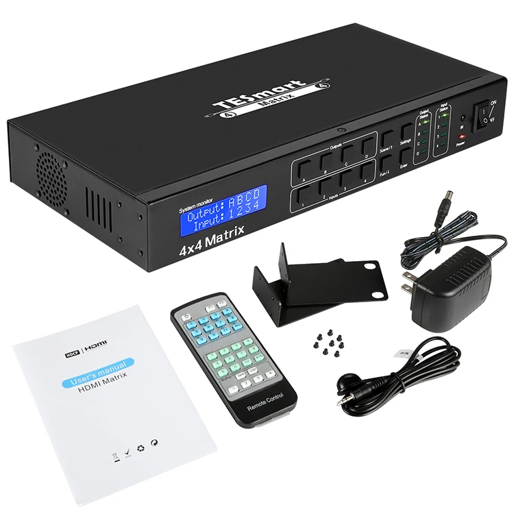 TESmart Matrix Switcher 4x2 4x4 support 3D video RS232 LAN Port 4 In 4 Out 4K30hz HDMI Matrix with IR Remote