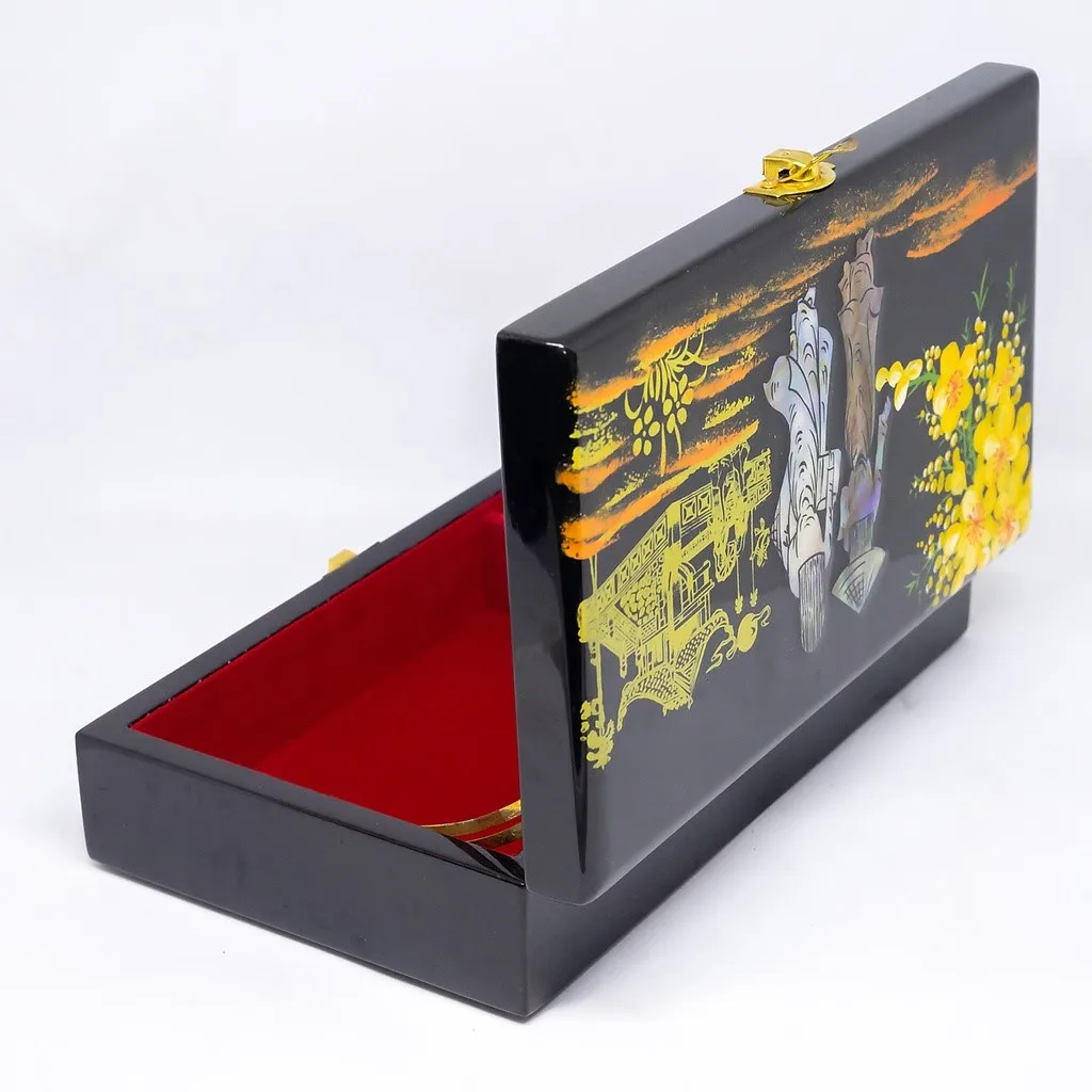 Vietnam lacquer bracelet earrings jewelry organizer case fancy wedding gift box customized size logo available