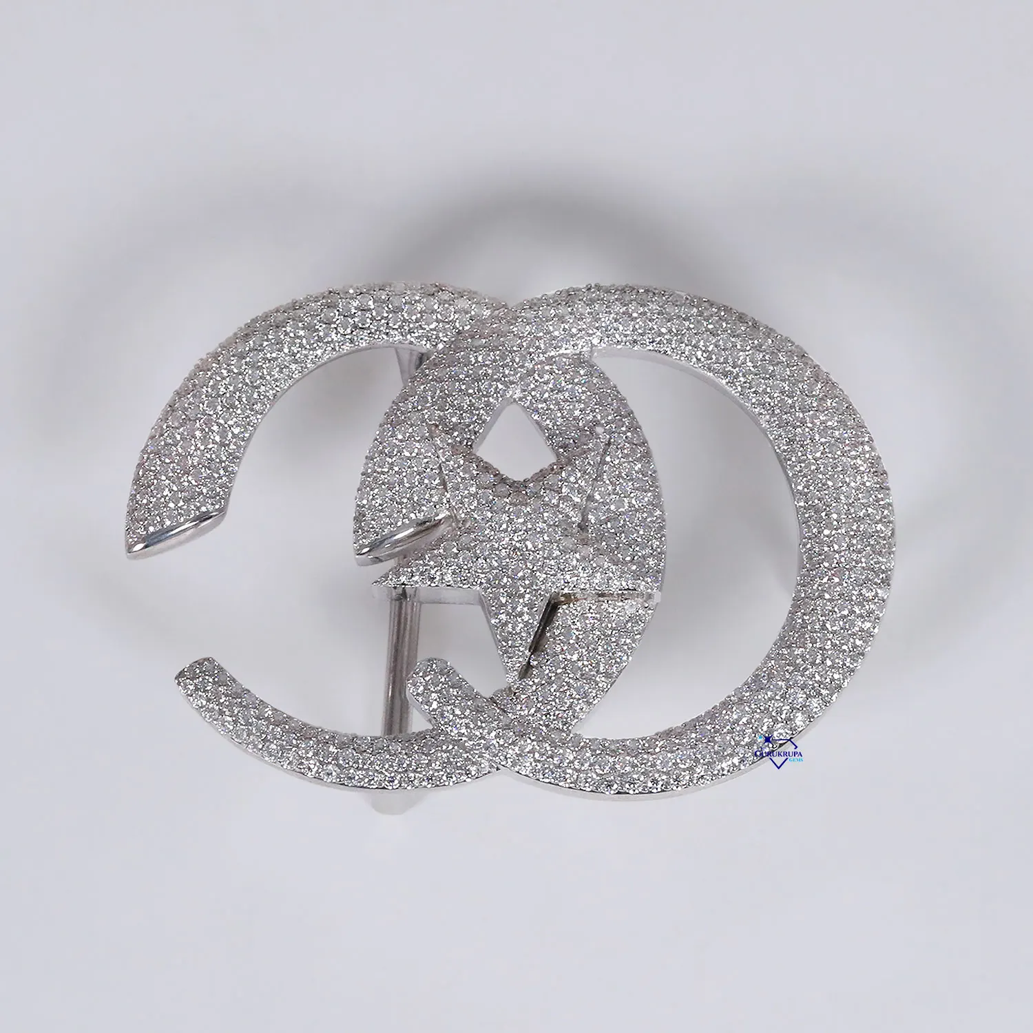 2024 latest mens fashion trending 14kt white gold belt buckle with enhanced vvs clarity moissanite diamond vintage design buckle