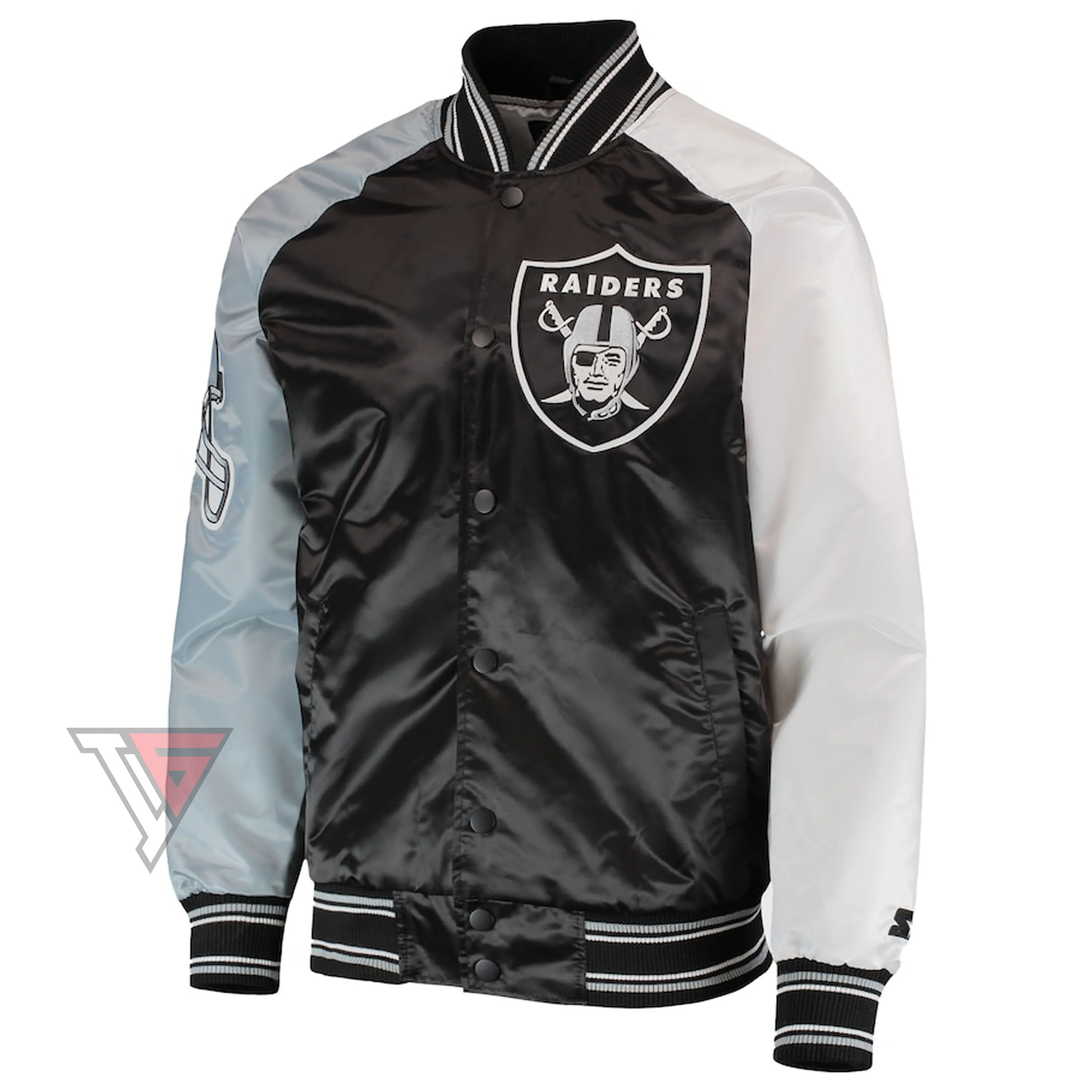 Customized Design Team Name & Number Starter bomber jackets / Las Vegas Raiders Starter Satin bomber Jacket