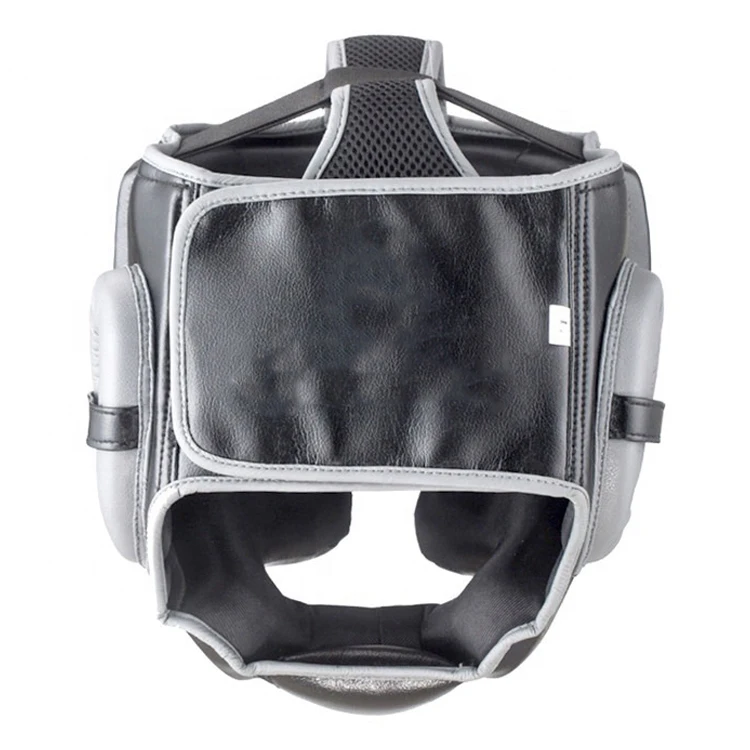 Black Cow Hide Leather OEM Karate Helmet Head Gear Guard Protector Fight Training Head Shield Mask Guard For Taekwondo WKF ITF