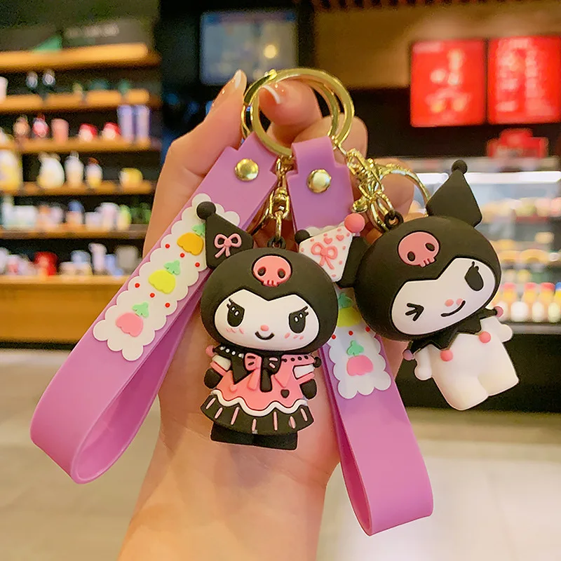 Hecion Accessory Store Cartoon Anime  Purple Kuromi Keychains PVC Doll Key Chain New Trend Keychain