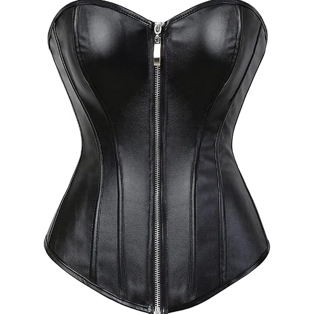Black Sexy  leather  Gothic Over bust Steel Boned Plus Size customized and color  Corset Top women corset for winter wear