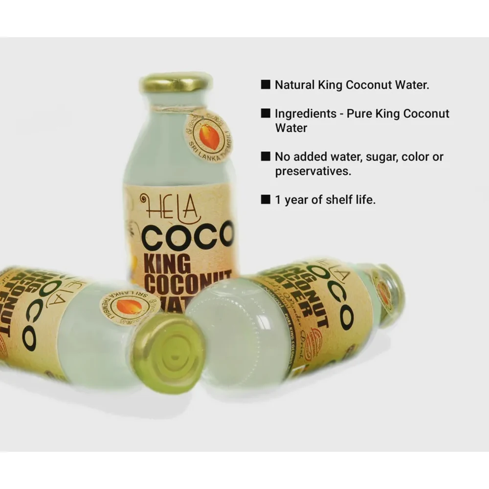 King Coconut Water Natural Pure Healthy Organic Energy Fresh Drink 370ml Glass Bottle - Hela Coco King Coconut Water