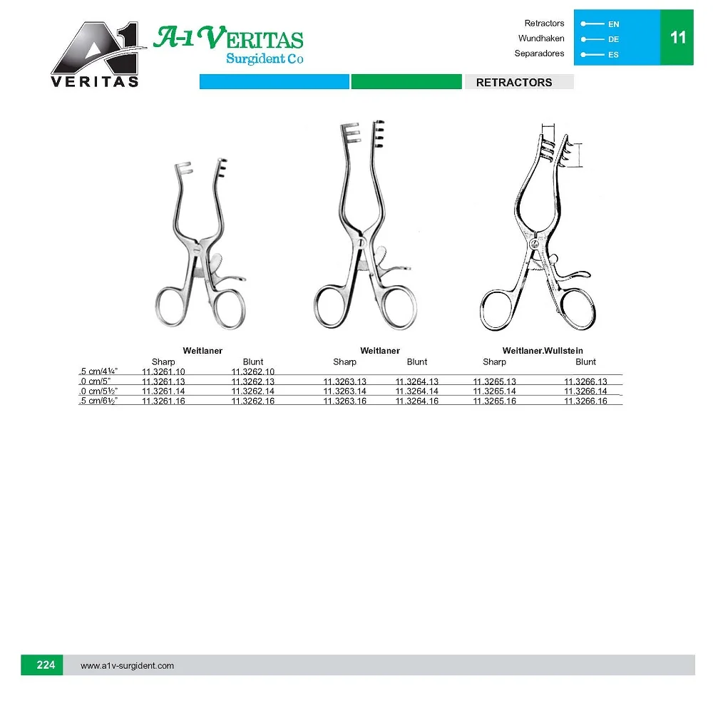 Weitlaner Retractor Wound Hook Retractors 16 cm 2x3 Blunt Prongs Surgical Spread Stainless Steel retractors Needle Holder
