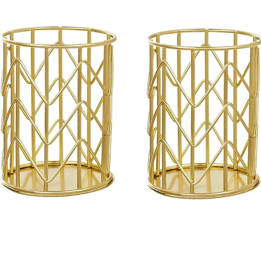 2022 Cheap Metal Grid Mesh round Pen Holder for Office Storage Supplies