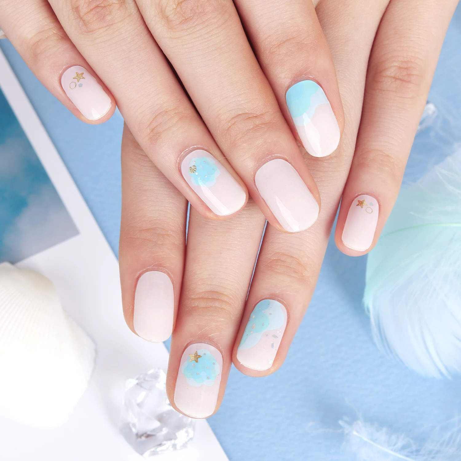 ShineB Gel Nail Strips #45831 Ocean Wave Best selling easy nail sticker Salon High Quality made in korea Fashion item Decoration