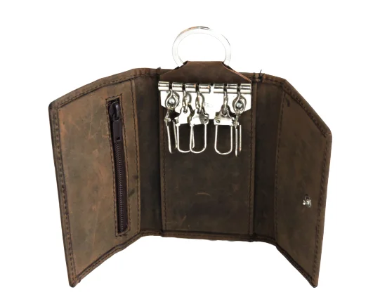 Leather Stylish Key Case Pouch Credit Debit Zipper Wallet Keychain Wallet Purse Bike Car Cycle Lock Key House Key Hooks Holder