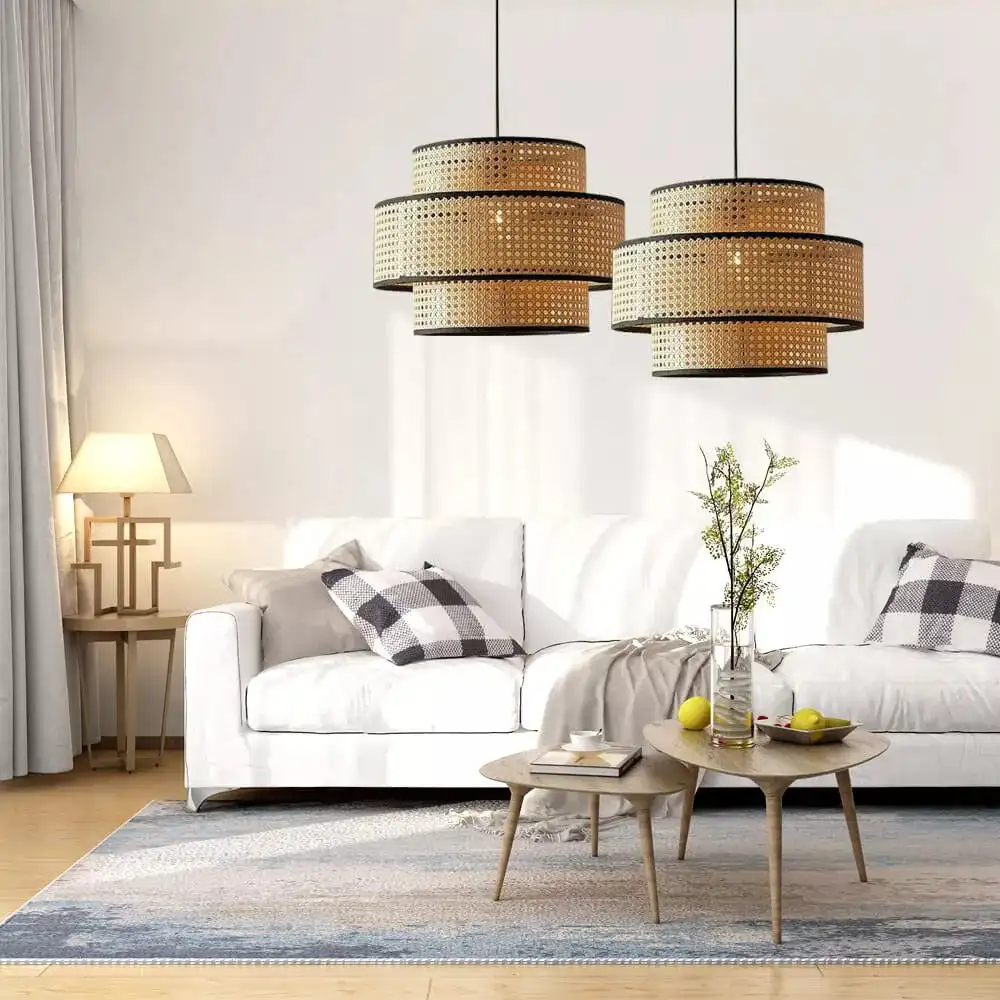 Traditional bamboo lamp shade cover woven for ceiling lighting pendant home decoration christmas holiday chandelier pendant