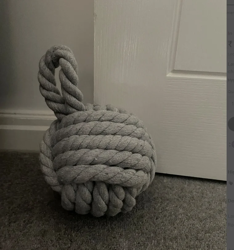 Large Grey Nautical Knot Rope knitted Doorstop | Heavy chunky Rope Door Stop 1.8kg 16cmThick Rope
