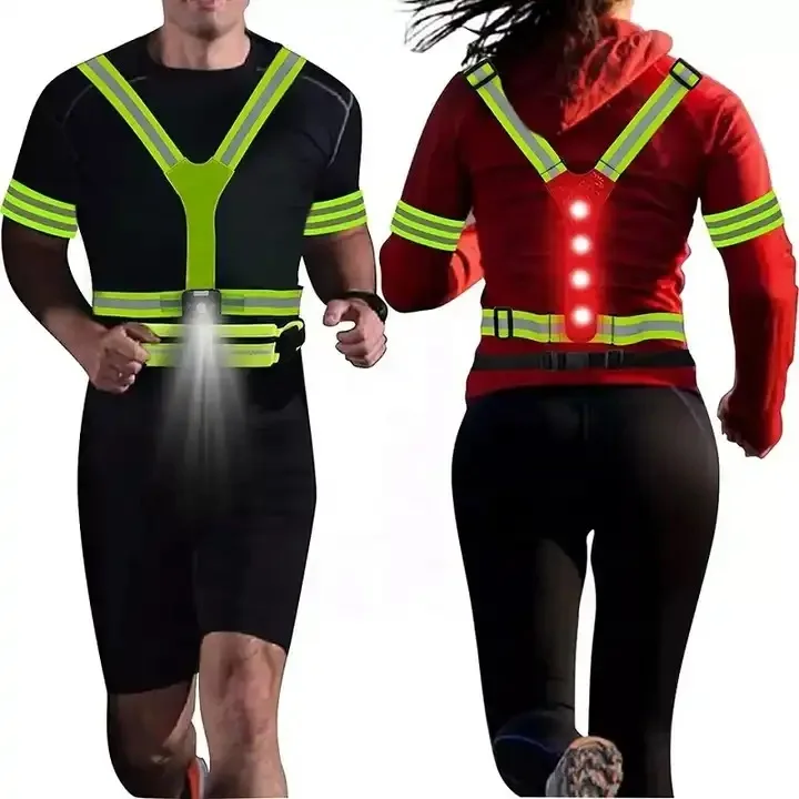HCSP High Visibility safety vest  reflective running vest safety led reflective vest lights for runnerst Warning Light