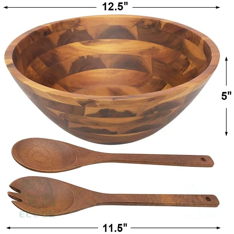 High Quality Bamboo Salad Bowl Round Salad Serving Bowl Large Serving Bowl for Living Room  Custom