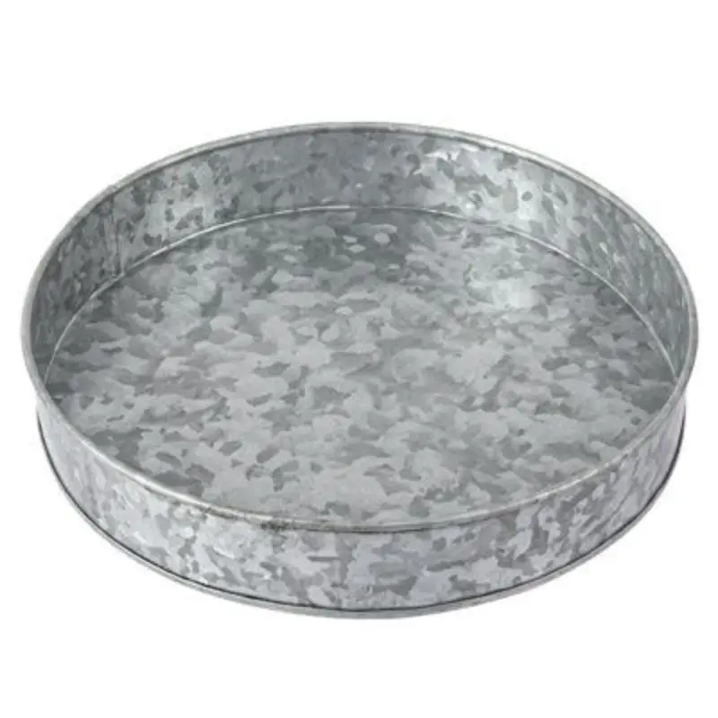 Vintage-look galvanized metal serving tray set with antique-style handles customized shape & size for use home hotel party event
