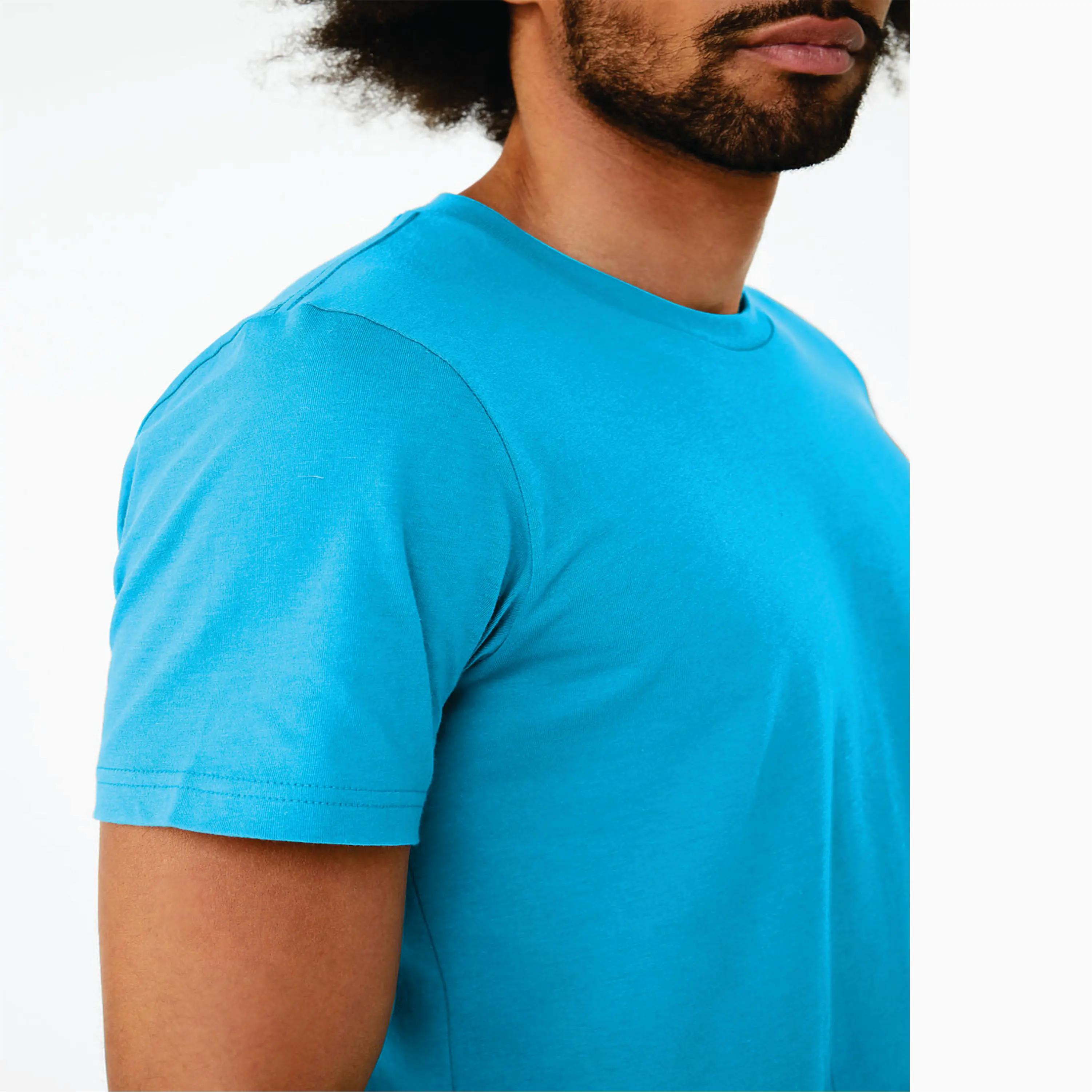 Unisex CVC Short Sleeve T-Shirt - Neon Blue, 52% Airlume Cotton 48% Poly, 4.2 oz