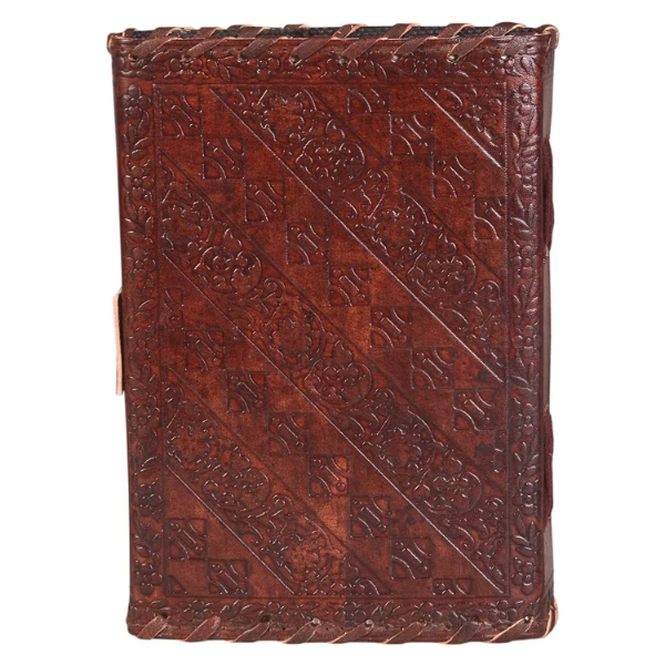 Leather Diary With Antique Stone with Lock Handmade Leather Bound Notepad Journal For Men And Women Unlined Leather Craft