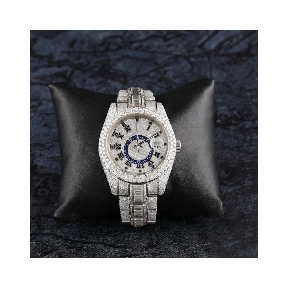 Baguette Cut Diamond Watches, Brilliant Cut VVS1 Moissanite Watches For Christmas Gifts Buy now at best Price